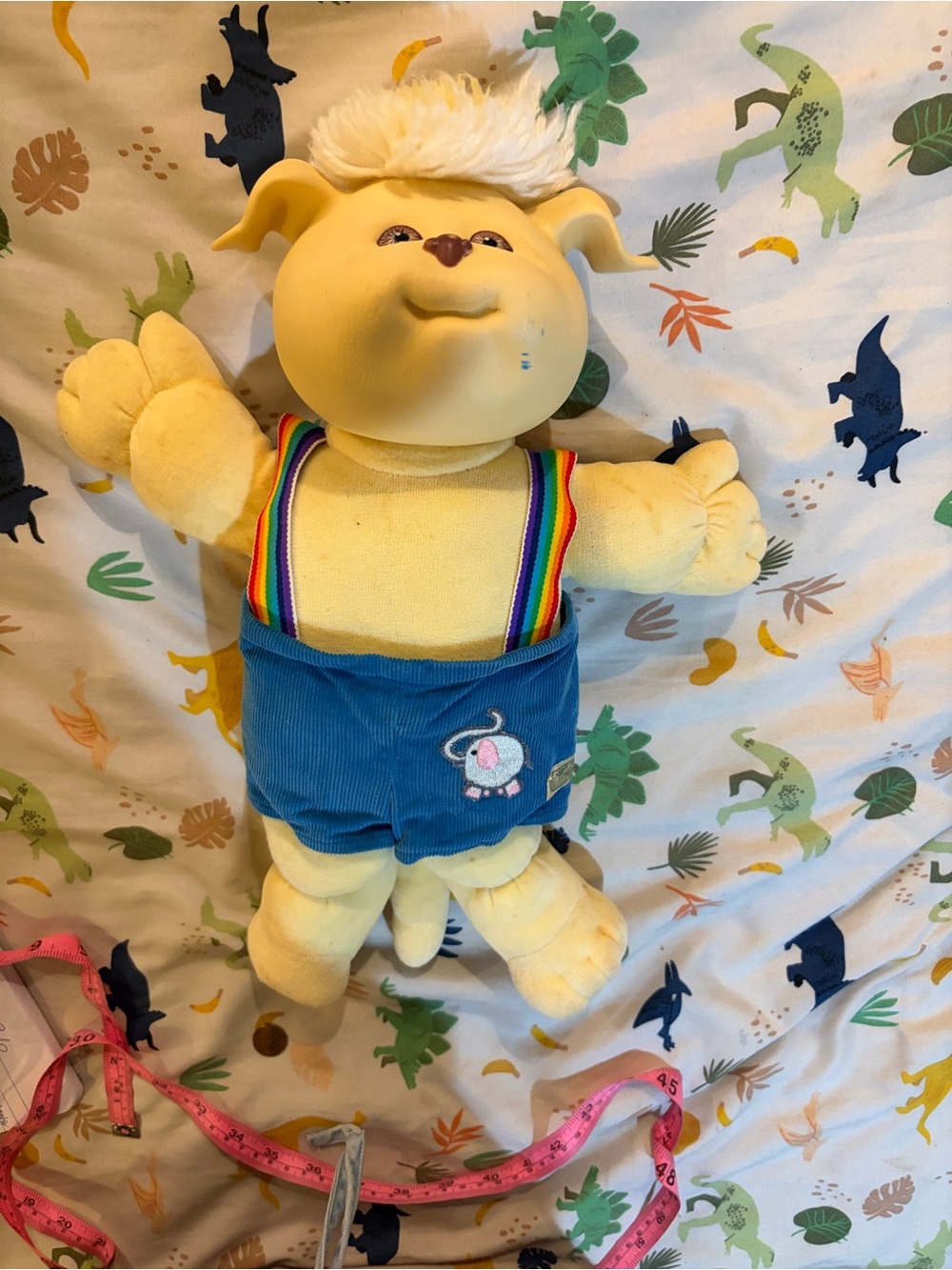 Vintage 1983 Koosas Cabbage Patch Kids Dog in Shortalls.